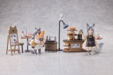 Оригинальная аниме фигурка «[Bonus] "Tea Time Cats Scene" Meow Town "Bread House" Clerk & Customer Set Complete Figure»