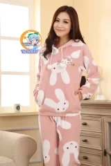 піжама з флісу модель Cute Pink Rabbit